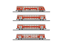 Laden Sie das Bild in den Galerie-Viewer, Trix Express H0 Nahverkehrs-Set Doppelstockwagen beleuchtet 33005 OVP