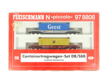 Laden Sie das Bild in den Galerie-Viewer, Fleischmann N Containertragwagen-Set DB/SBB 97 8808 OVP