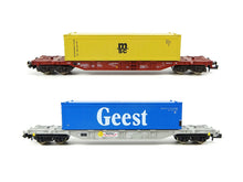 Laden Sie das Bild in den Galerie-Viewer, Fleischmann N Containertragwagen-Set DB/SBB 97 8808 OVP