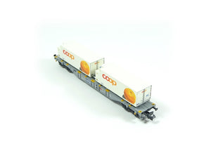 Güterwagen Containertragwagen coop® SBB, Minitrix N 15469 neu