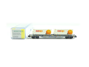 Güterwagen Containertragwagen coop® SBB, Minitrix N 15469 neu