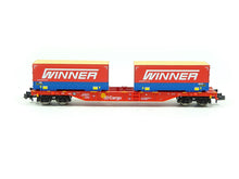 Laden Sie das Bild in den Galerie-Viewer, Güterwagen Containertragwagen DB Cargo, Spedition WInner, Fleischmann N 825036 neu OVP