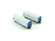 Laden Sie das Bild in den Galerie-Viewer, Güterwagen Set Schiebeplanenwagen, ÖBB 2 tlg., Fleischmann N 838820 neu OVP