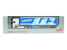 Laden Sie das Bild in den Galerie-Viewer, DAF XF105 SSC Gardinenplanen-SZ "FACIDO/Justen", Herpa H0 941112 neu OVP