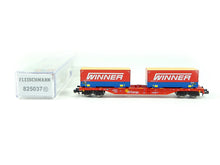 Laden Sie das Bild in den Galerie-Viewer, Güterwagen Containertragwagen DB Cargo, Spedition WInner, Fleischmann N 825037 neu OVP