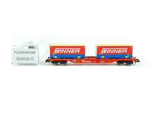Laden Sie das Bild in den Galerie-Viewer, Güterwagen Containertragwagen DB Cargo, Spedition WInner, Fleischmann N 825036 neu OVP