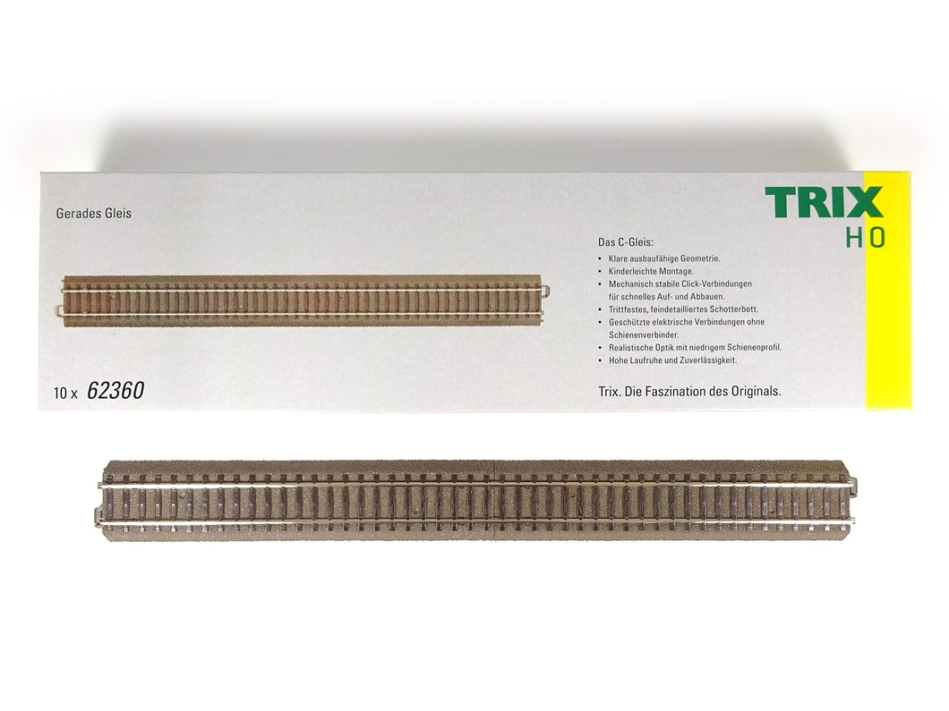 Trix H0 C Gleis 10 x gerades Gleis Länge 360 mm 62360 neu OVP