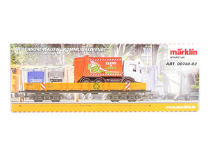 Märklin H0 Start up Niederbordwagen mit Müllfahrzeug und 2 Sammelbehältern 00740-03 neu OVP
