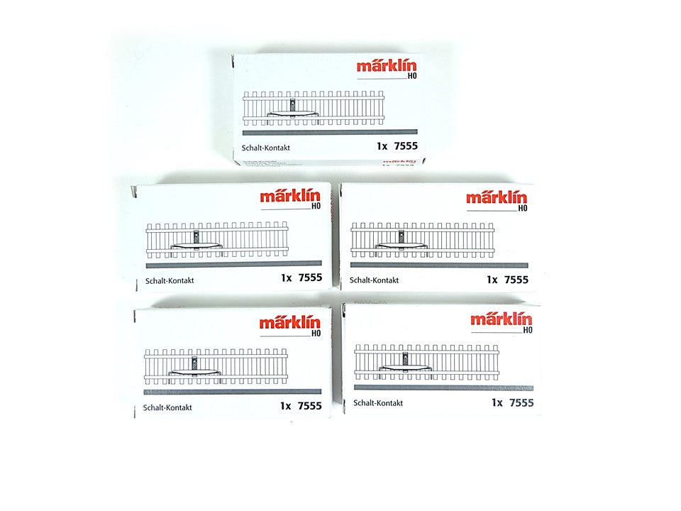 C Gleis Reed Kontakt Schaltkontakt, 5 x Märklin H0 7555 neu, OVP
