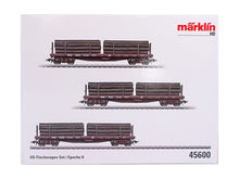 Laden Sie das Bild in den Galerie-Viewer, Märklin H0 Güterwagen US-Rungenwagen-Set zu Shay 45600 neu OVP
