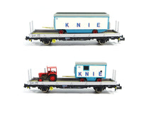Laden Sie das Bild in den Galerie-Viewer, Fleischmann N Rungenwagen 2-tlg. Set: „Circus Knie“ SBB 6660030 neu OVP
