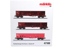 Laden Sie das Bild in den Galerie-Viewer, Märklin H0 Hochbordwagen-Set Bauart Eanos-x 056 bzw. Eanos-x 052 DB AG 47188 neu OVP
