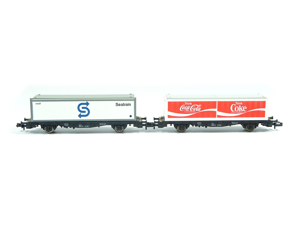 Fleischmann N Containerwagen Coca Cola und SEATRAIN DB 8243 8240 OVP
