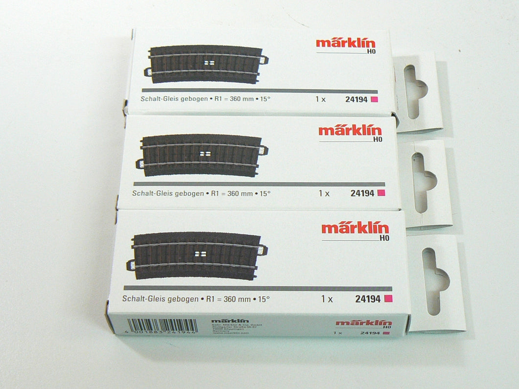 Märklin H0 Set C Gleis Schalt Gleis gebogen R1 3 x 24194 neu OVP
