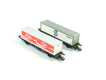 Laden Sie das Bild in den Galerie-Viewer, Fleischmann N Containerwagen Coca Cola und SEATRAIN DB 8243 8240 OVP
