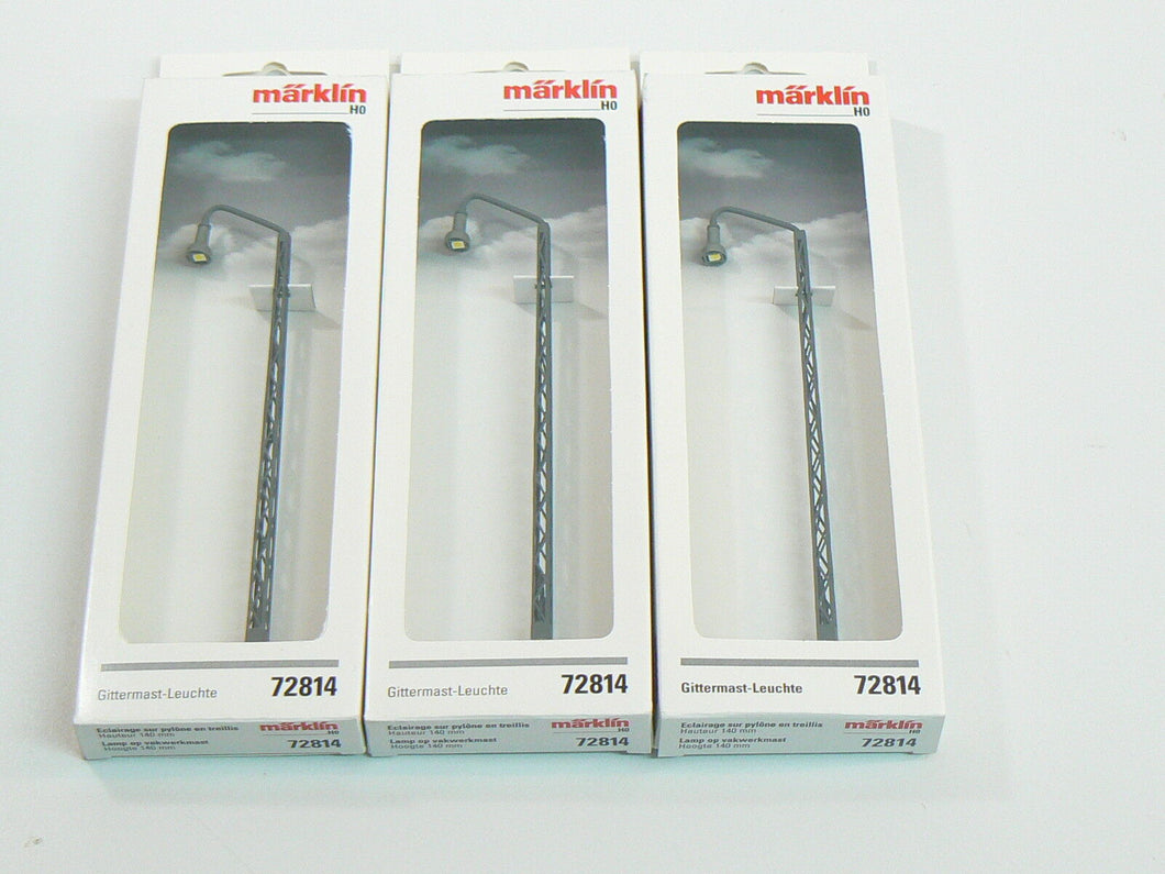 Märklin H0 Set Beleuchtung Gittermastleuchte LED Lampe 3 x 72814 neu OVP