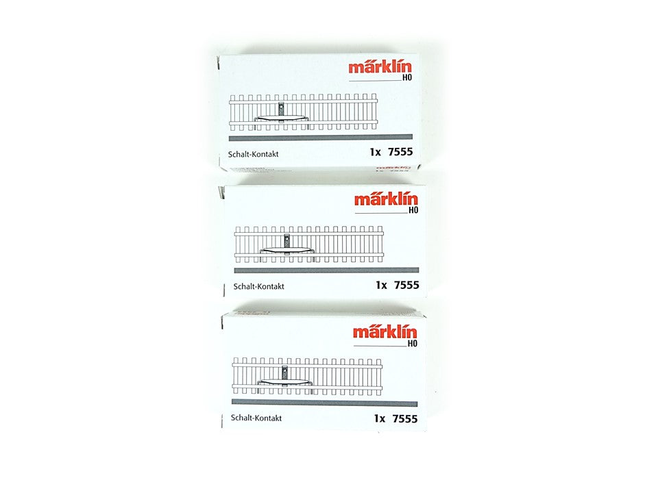 Modellbahn Gleis Reed Kontakt Schaltkontakt, 3 x Märklin H0 7555 neu, OVP