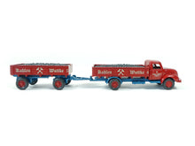 Laden Sie das Bild in den Galerie-Viewer, Wiking H0 Modellauto Pritschenhängerzug Magirus S 3500 Kohlen Wuttke, 0420 51 neu OVP
