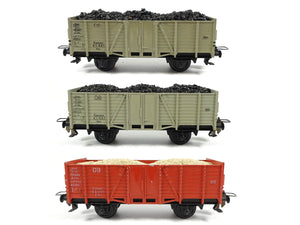 Trix Express Umbau H0 3 Hochbordwagen Om mit Kohle und Sand 3446 3414