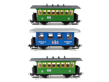Laden Sie das Bild in den Galerie-Viewer, Liliput H0e Schmalspur "Höllentalbahn" Dampflok U1 und 3 Personenwagen ÖGLB 713 OVP- Bastler
