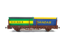 Laden Sie das Bild in den Galerie-Viewer, Roco H0 Rungenwagen mit 2 Containern Danzas + Schenker ÖBB 46308 OVP
