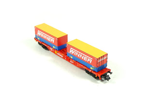 Güterwagen Containertragwagen DB Cargo, Spedition WInner, Fleischmann N 825037 neu OVP