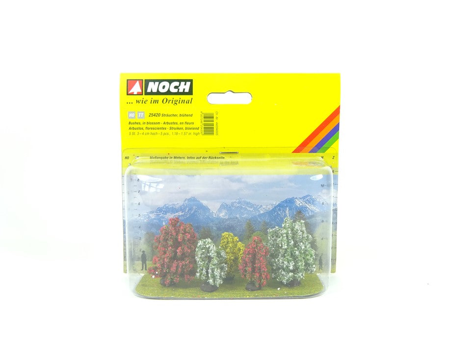 Noch H0 25420, Sträucher blühend, 5 Stück, 3 - 4 cm hoch, neu, OVP