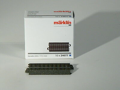 C Gleis Gleise gerade 77,5 mm, 10 x Märklin H0 24077 neu OVP