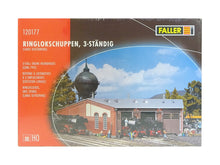 Laden Sie das Bild in den Galerie-Viewer, Modellbahn Lokschuppen Ringlokschuppen 3 ständig lange Ausführung, Faller H0 120177 neu OVP
