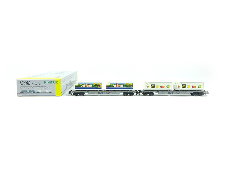 Containertragwagen Set Güterwagen 2 tlg., SBB, Minitrix N 15488 neu, OVP