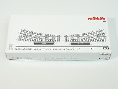 K-Gleis Weiche rechts, 2 x Märklin H0 2263 neu, OVP