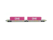 Laden Sie das Bild in den Galerie-Viewer, Doppeltaschenwagen T2000 + ONE Container AAE, Fleischmann N 825027 neu, OVP
