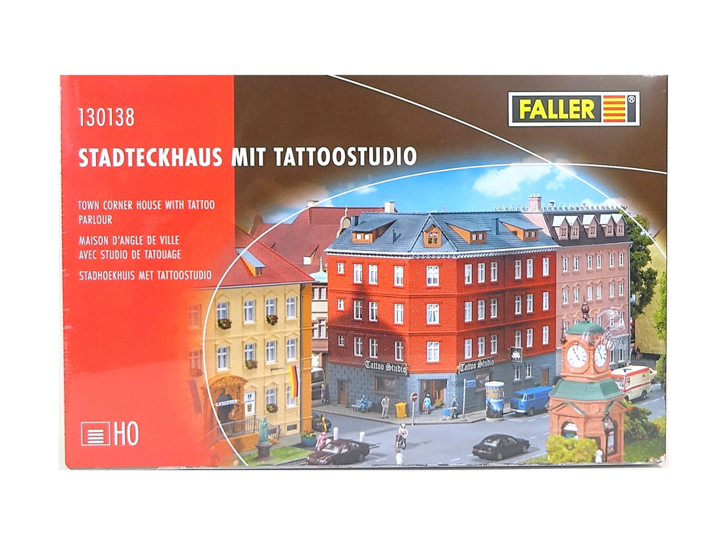 Modellbau Bausatz Stadteckhaus mit Tattoostudio, Faller H0 130138 neu