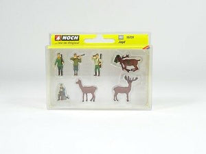 Noch H0 15731, Jagd, 4 Jäger und 3 Rotwild, neu, OVP