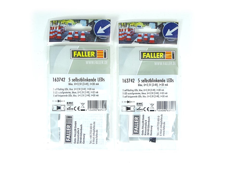 Ersatzteil selbstblinkende LEDs blau Doppelpack 2x 5 Stck, Faller 163742, neu