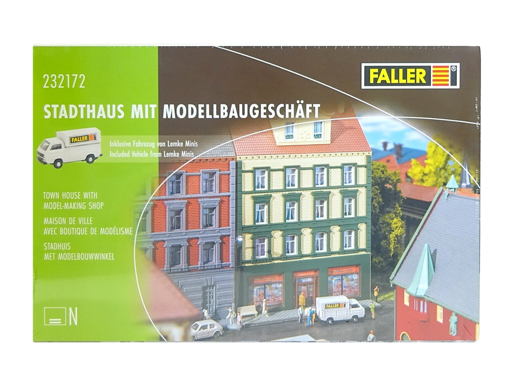 Modellbau Bausatz Stadthaus mit Modellbaugeschäft, Faller N 232172 neu