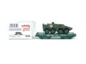 Märklin H0 48790 - Flachwagen Rlmmps m. Boxer, BW, Eurotrain neu, OVP