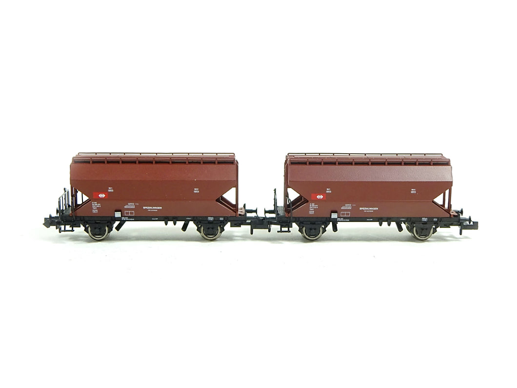 Güterwagen 2-tlg. Set: Getreidesilowagen SBB, Fleischmann N 830312 neu OVP