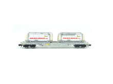 Laden Sie das Bild in den Galerie-Viewer, Fleischmann N 825211, Containertragwagen mit 2 Tankcontainern, AAE, neu, OVP
