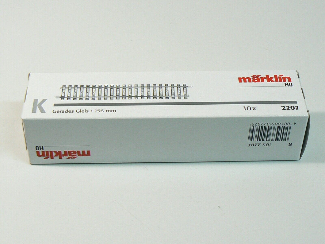 K Gleis Gleise gerade 156mm, 10 x Märklin H0 2207 neu, OVP