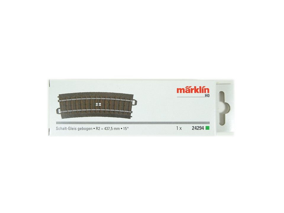 Märklin H0 24294, Schaltgleis gebogen, R2 = 437,5 mm / 15°, neu, OVP