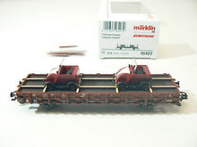 Laden Sie das Bild in den Galerie-Viewer, Märklin H0 46403, Rungenwagen mit Ladegut Draisinen, DB, neu, OVP
