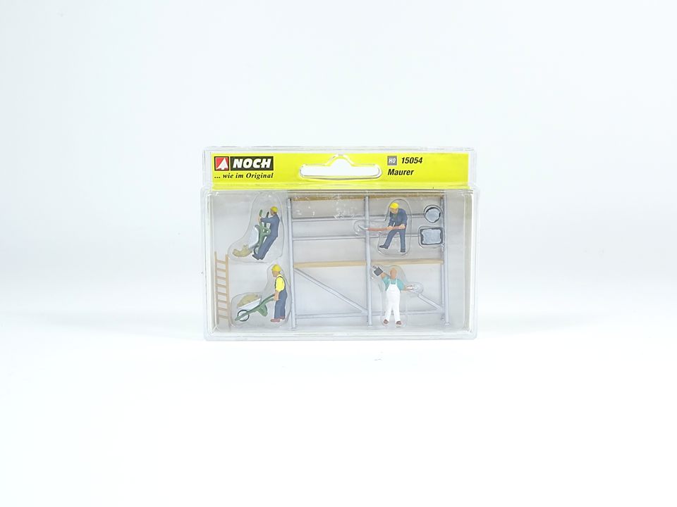 Modellbahn Figuren Maurer, 4 Figuren u. Gerüst, Noch H0 15054 neu, OVP