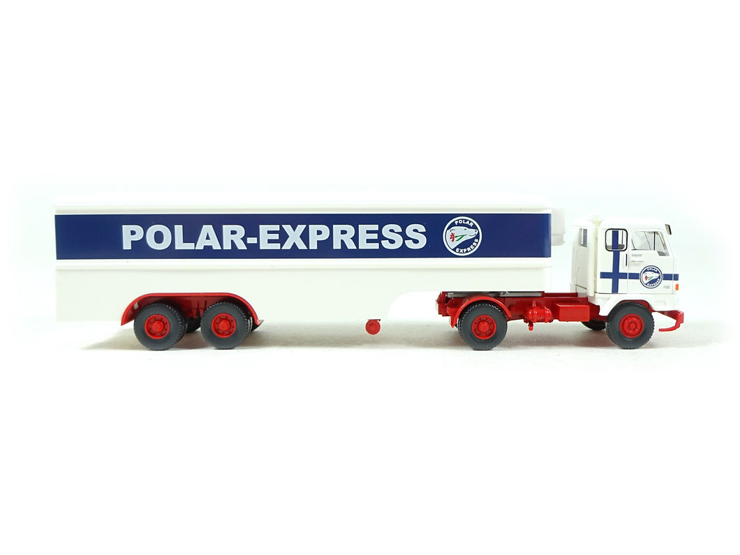 Modellbahn Modellauto Kühlkoffersattelzug Volvo F88 Polarexpress, Wiking H0 0513 61 neu OVP