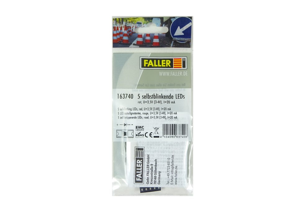 Modellbahn Modellbau LED selbstblinkend rot 5 St, Faller H0 TT N Z 163740, neu, OVP