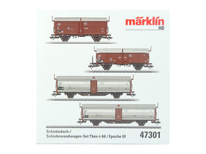 Güterwagen Set Schiebedach-/Schiebewandwagen DB, 4 St., Märklin H0 47301 neu OVP