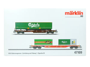Güterwagen Set KLV, Tuborg/Carlsberg, Märklin H0 47109 neu