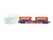 Laden Sie das Bild in den Galerie-Viewer, Güterwagen Containertragwagen DB Cargo, Spedition WInner, Fleischmann N 825037 neu OVP
