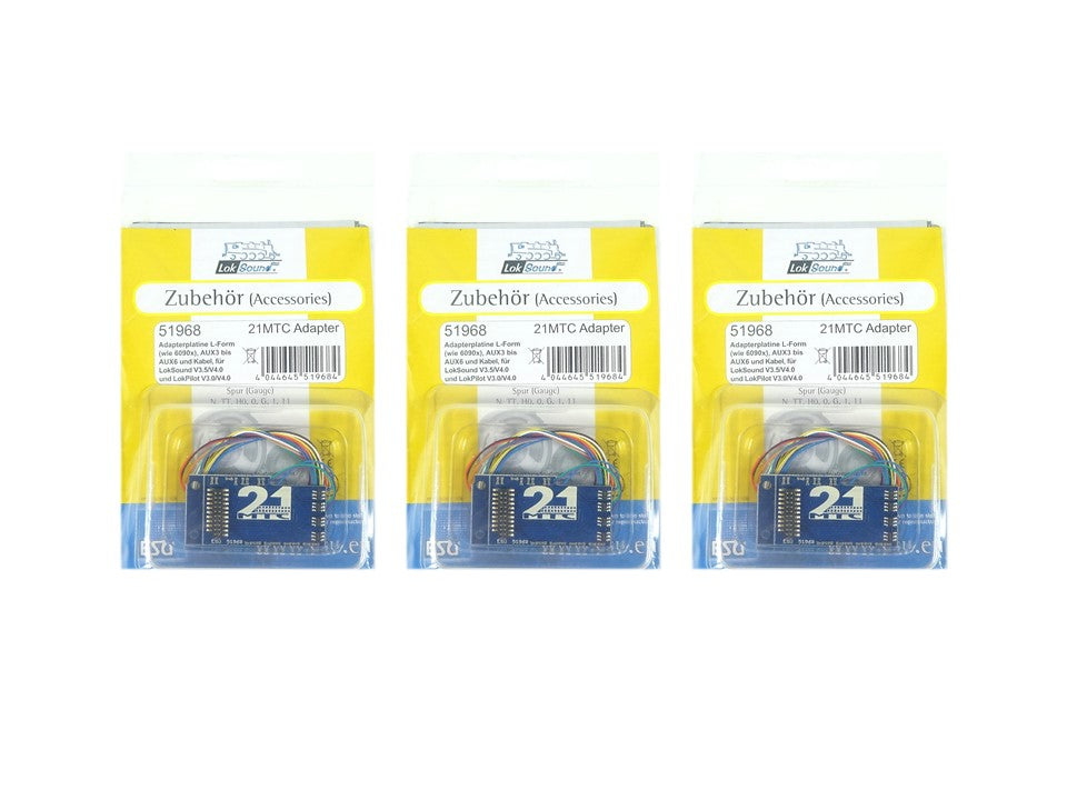 Set Digital Decoder Adapterplatine f. 21 MTC Schnittstelle, 3 x ESU H0 51968 neu