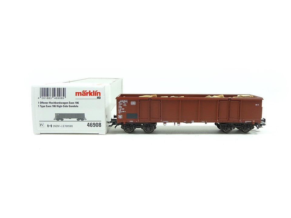 Märklin H0 46908, Hochbordwagen m Ladegut (Holzstücke), DB, neu, OVP